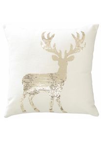 Creativ Deco Dekokissen »Hirsch« mit goldfarbenen Pailletten in goldfarben, Größe B/L: 45 cm x 45 cm