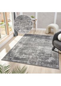 my home Teppich »Hamsa« rechteckig 9 mm Höhe dezenter Glanz, Schrumpf-Garn-Effekt, im Vintage-Look, dichte Qualität in grau