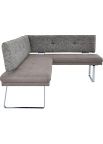 K+w Komfort & Wohnen K+W Komfort & Wohnen Eckbank »Giacomo II« Flachstahlkufe in edelstahlfarbig lackiert in grau, Größe B/H/T: 207 cm x 91 cm x 65 cm