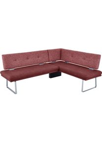 K+w Komfort & Wohnen K+W Komfort & Wohnen Eckbank »Giacomo II« Flachstahlkufe in edelstahlfarbig lackiert in rot, Größe B/H/T: 207 cm x 91 cm x 65 cm
