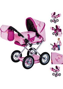 KNORRTOYS Kombi-Puppenwagen »Ruby - princess pink« mit Wickeltasche in pink