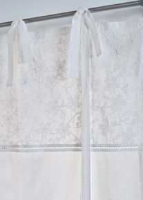 Hissgardin med knytband och broderi - vit - storlek 140x60 cm - bonprix