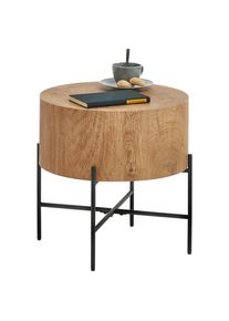 Xora Beistelltisch , Schwarz, Eichefarben , Metall, Holzwerkstoff , rund , Rundrohr , 45x45x45 cm , Bsci , einfacher Aufbau , Wohnzimmer, Wohnzimmertische, Beistelltische, Beistelltische Metall