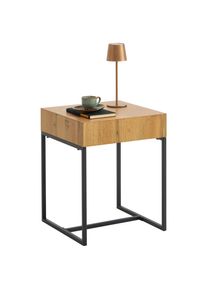 Xora Beistelltisch, Schwarz, Eichefarben, Metall, Holzwerkstoff, quadratisch, Flachrohr, Kufe, 40x50x40 cm, Bsci, Wohnzimmer, Wohnzimmertische, Beistelltische, Beistelltische Metall