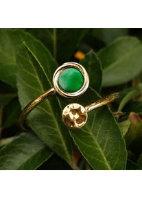 Holzkern Zendala Ring Gold och Gr&ouml;n p&auml;rlemor