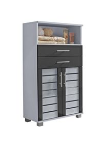 Schildmeyer , Midischrank »Nikosia« Breite 60 cm, mit Glastüren, 2 Schubladen, MDF-Fronten, Metallgriffe , silberfarben/anthrazit , silberfarben glanz