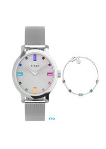 Timex , Quarzuhr »TRANSCEND« Armbanduhr, Damenuhr, Edelstahlarmband, Geschenkidee, analog , silberfarben , Armbanduhr für Damen