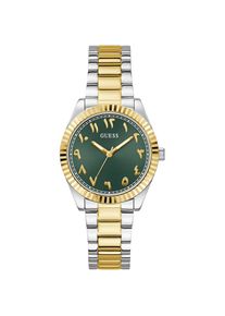 Guess , Quarzuhr »LUNA« Armbanduhr, Damenuhr, Edelstahlarmband, analog , goldfarben-silberfarben , Moderne Damenarmbanduhr