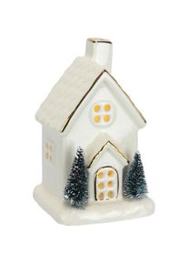 I.GE.A. , LED-Dekofigur »LED-Haus« Dekoobjekt LED batteriebetrieben Weiß Gold Weihnachtsdeko , weiß