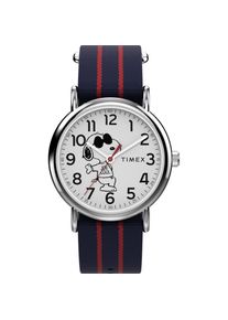 Timex , Quarzuhr »x PEANUTS WEEKENDER« Armbanduhr, Damenuhr, Textilarmband, analog , blau-rot , Armbanduhr für Damen