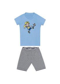 TRIGEMA , Schlafanzug »Kurzer Schlafanzug mit Fußball-Motiv«, 1 Stk. , horizont , 80 , 80 , 100 % Baumwolle, Ringgarn supergekämmt