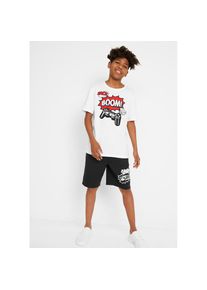 bonprix , Kinder , T-Shirt Set, 2 , weiß+schwarz bedruckt , 128/134 , 128/134 , 2-teiliges T-Shirt Set für Jungen