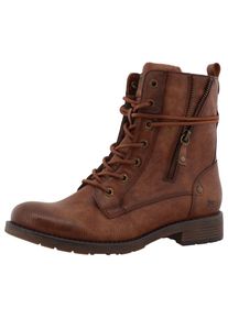 Mustang Shoes, Damen, Winterstiefelette &raquo;Elfi&laquo; Winterstiefel mit Rei&szlig;verschluss und markanter Schn&uuml;rung, cognac, 36, cognac, Schn&uuml;rboots mit 
