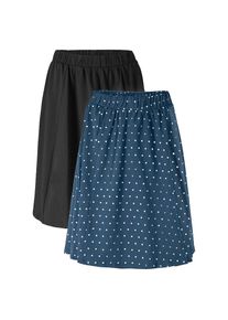 bonprix , Damen , Jerseyrock, 2 Stk. Jersey-Rock (2er Pack) , dunkelblau/weiß gepunktet + schwarz , 48/50 (XL) , 48/50 (XL) , Jerseyrock im...