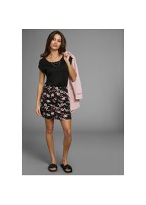 Laura Scott , Sommerkleid im 2in1-Look mit elastischen Bund aus Jersey , schwarz-rosa-geblümt , N-Gr , 36 -N-Gr , 36 , Jerseykleid für einen...