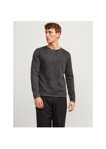 Jack & Jones Jack & Jones, Herren, Rundhalspullover &raquo;JJELEO aus pflegeleichter Baumwollqualit&auml;t&laquo; unifarben, modisch, schmal, Baumwolle, Rundhals, anthrazit-grau, S