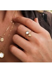 Holzkern Ringe Damen Gold und Weißes Perlmutt