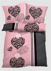 bonprix Pościel z nadrukiem w serca, różowy, 1x 80/80 cm, 1x 135/200 cm