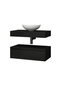 BELVIT Linuva Waschtischunterschrank Mattschwarz MDF Bad