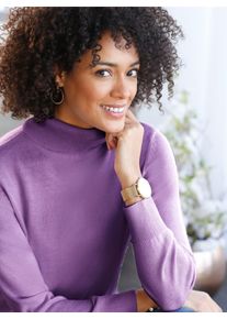 Damen Rollkragenpullover mit Ripp-Bündchen in flieder ,Größe 54, WITT, 100% Polyacryl