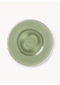 Komplet talerzy z ryflowanym wzorem Effie, 4 elem. Zielony Szkło Ø 28 cm | Westwing Collection