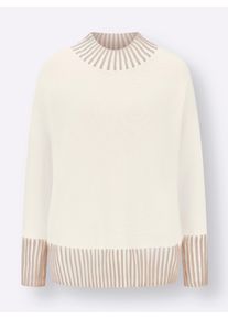 Damen Wollpullover mit Fledermausärmeln in ecru-sesam ,Größe 44, WITT, 50% Polyacryl, 50% Wolle