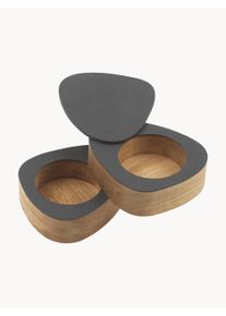 Lind DNA Komplet ręcznie wykonanych miseczek z drewna dębowego na sól i pieprz Nupo, 2 elem. Szary S 10 x G 8 cm