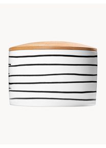 Gmundner Keramik Ręcznie wykonany pojemnik do przechowywania Black Flamed Biały, Czarny Ø 14 x W 10 cm