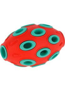 KERBL Pet ToyFastic Rugby, befüllbar, rot/türkis, 12x7,5cm