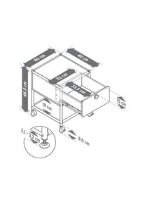 Tchibo - »Cn3« fiókos fém kisasztal - narancssárga