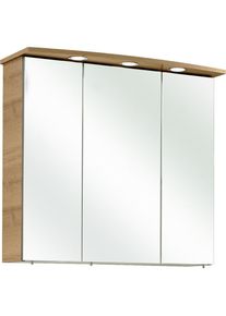 Xora Spiegelschrank, Eichefarben, Metall, 6 F&auml;cher, 75x72x20 cm, Badezimmer, Badezimmerspiegel, Spiegelschr&auml;nke
