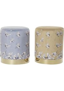 DKD Home Decor, Fussstütze, Footrest 32 x 32 x 38 cm Grey Golden Metal Bird Oriental Mustard (2 Units) (32 x 32 x 38 cm)