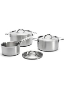 de Buyer 6er Set Kochtöpfe Alchimy: 2 Töpfe 16, 24cm+Kasserolle 20cm, Pfanne + Kochtopf, Silber