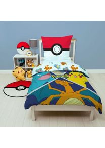 DISTRIBUTIONZ, Kinderbettwäsche, Pokémon - Parure de lit en microfibre Starter Evolution II (140x200cm + 63x63cm)