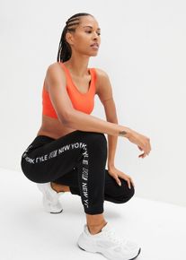 bonprix Femei Pantaloni sport cu print statement, negru, 44/46