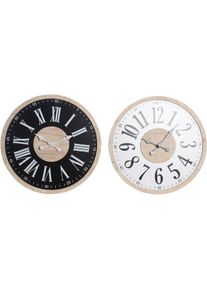 DKD Home Decor, Wanduhr, Wall Clock Black MDF White (60 x 4,5 x 60 cm)
