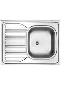 NO NAME, Spülbecken, 1-Becken-Spüle aus Stahl mit Abtropffläche auf der linken Seite - Auflage