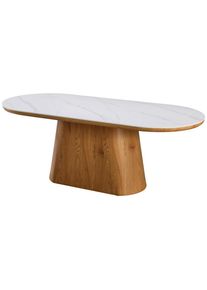 Livetastic Esstisch , Wei&szlig; , Holz, Keramik, Papier , Holzoptik , oval , A-Form , 110x75x200 cm , Esszimmer, Esstische, Esstische Keramik