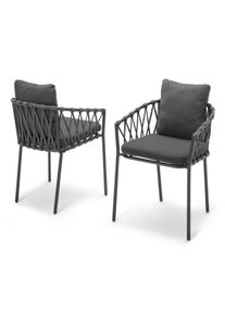 Tchibo - Fotele do jadalni z plecionką tekstylną - kolor: czarny/szary