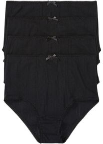 bonprix Figi z wysoką talią z lekkiej bawełny (4 pary), czarny, 44/46