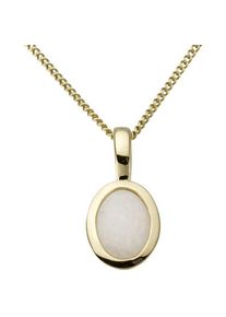 Firetti , Mädchen,Damen , Kettenanhänger »Schmuck Geschenk Gold 333 Halsschmuck Anhänger oval« () mit Opal , gelbgoldfarben-weiß + weiß , Hübscher...