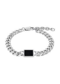 Amor , Herren,Jungen,Jugendliche,Damen , Panzerarmband mit Achat , edelstahlfarben-schwarz + schwarz , 23 cm , Herren Armkette von Amor