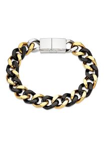 Bruno Banani , Jugendliche , Edelstahlarmband »Schmuck Geschenk breites Armband gelbgoldfarben/schwarz« , gelbgoldfarben-schwarz-edelstahlfarben ,...