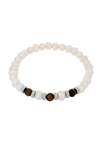 Amor , Herren,Jungen,Jugendliche , Armband mit Tigerauge - mit Süßwasserzuchtperle , edelstahlfarben-braun + braun , 21 cm , Herren Armkette von Amor