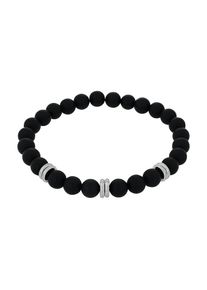 Amor , Herren,Jungen,Jugendliche , Armband mit Achat , edelstahlfarben-schwarz + schwarz , 19 cm , Herren Armkette von Amor