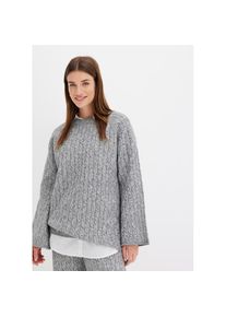 bonprix, Damen, Strickpullover &raquo;Oversize-Pullover mit Zopfmuster&laquo; Oversize-Pullover mit Zopfmuster, grau meliert, 40/42 (M), grau meliert, Oversize-