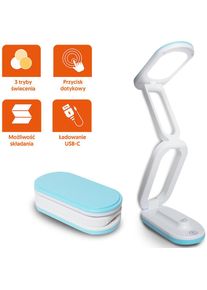 Lasmex, Tischlampe, Zusammenklappbare LED-Schreibtischlampe 10W, 3000/4500/6000K, 1200mAh, blau, LTC