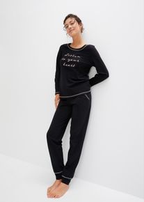 Pyjama doux avec poches lat&eacute;rales - noir - taille 46/48 (L) - 100% coton - bonprix