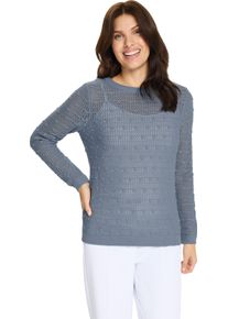 Damen Ajourpullover mit eingestrickten Punkten taubenblau Gr&ouml;&szlig;e 44