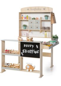 SUN Kaufladen &raquo;Natur, wei&szlig;/grau&laquo; mit Kreidetafel in grau